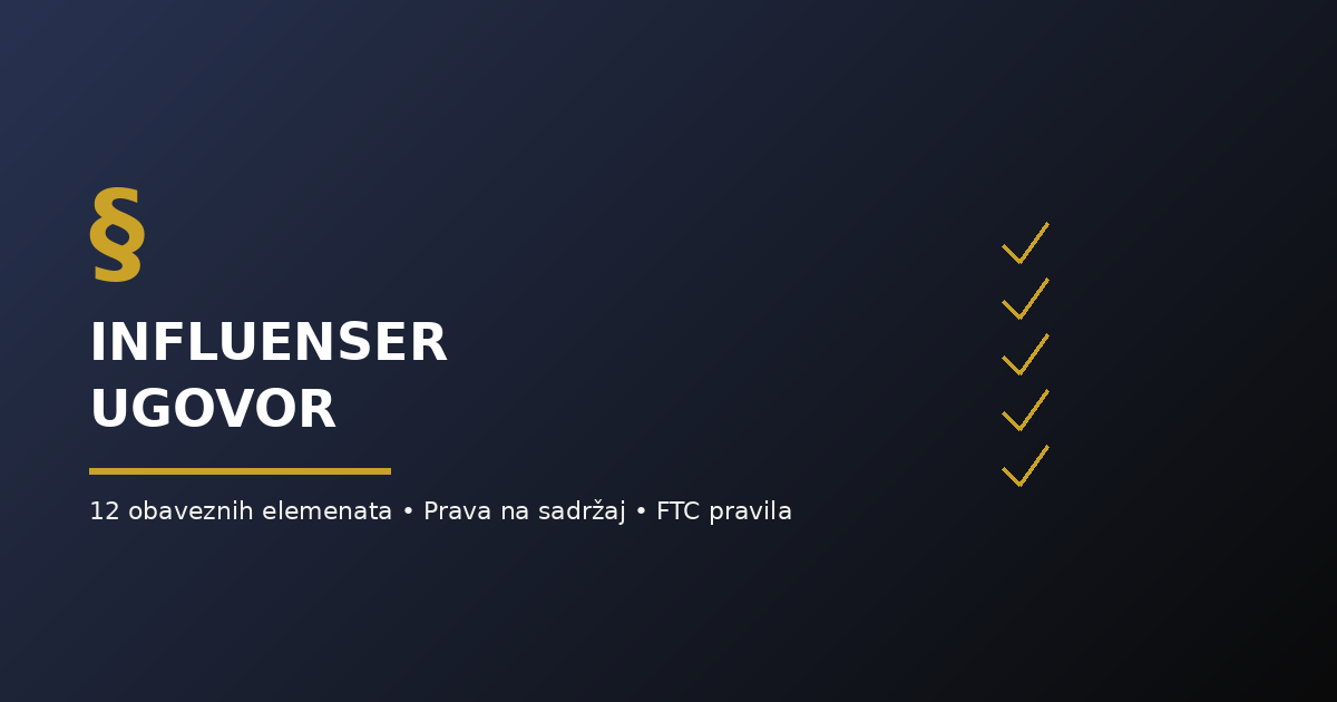 Influenser ugovor Vodič